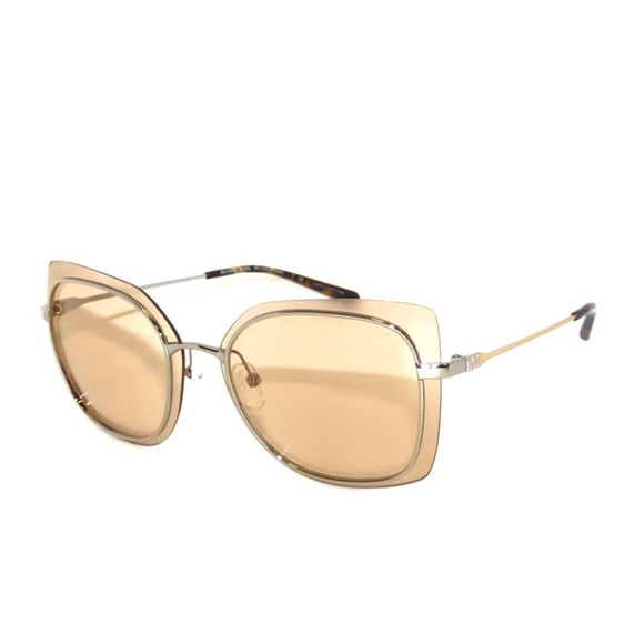 Michael Kors Phuket 1040 115373 Shiny Silver Light Brown Sunglasses - Picture 1 of 5